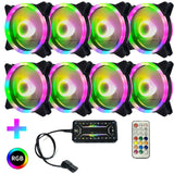 Hjemix | Datamaskin CPU RGB glødende radiator 8 vifter + fjernkontroll