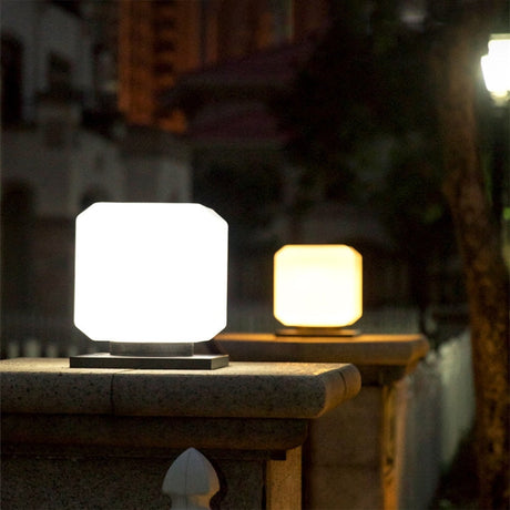 Hjemix | 003 Solar Square Utendørs Postbelysning LED Vanntett Vegglamper, Størrelse: 30cm (Varmt Lys)