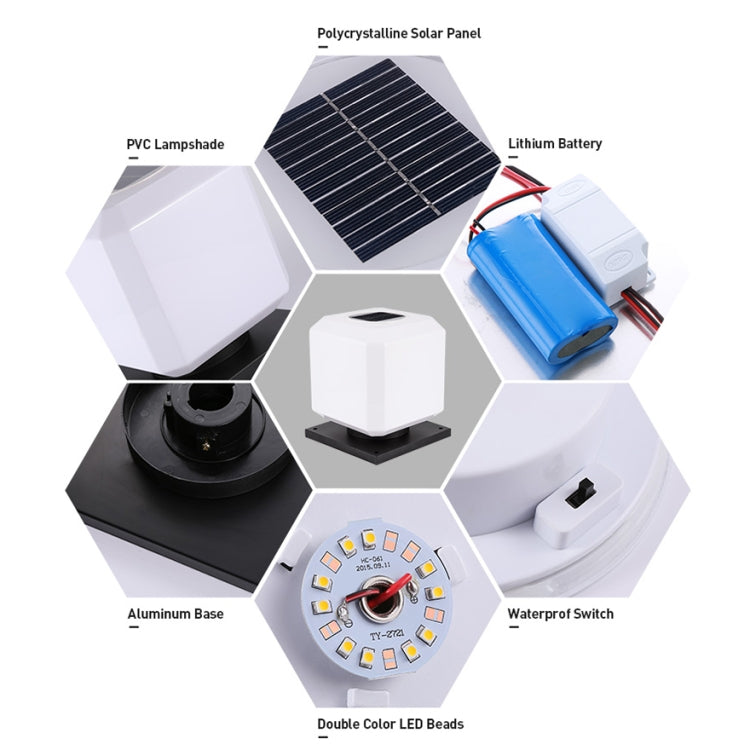 Hjemix | 003 Solar Square Utendørs Postbelysning LED Vanntett Vegglamper, Størrelse: 30cm (Varmt Lys)