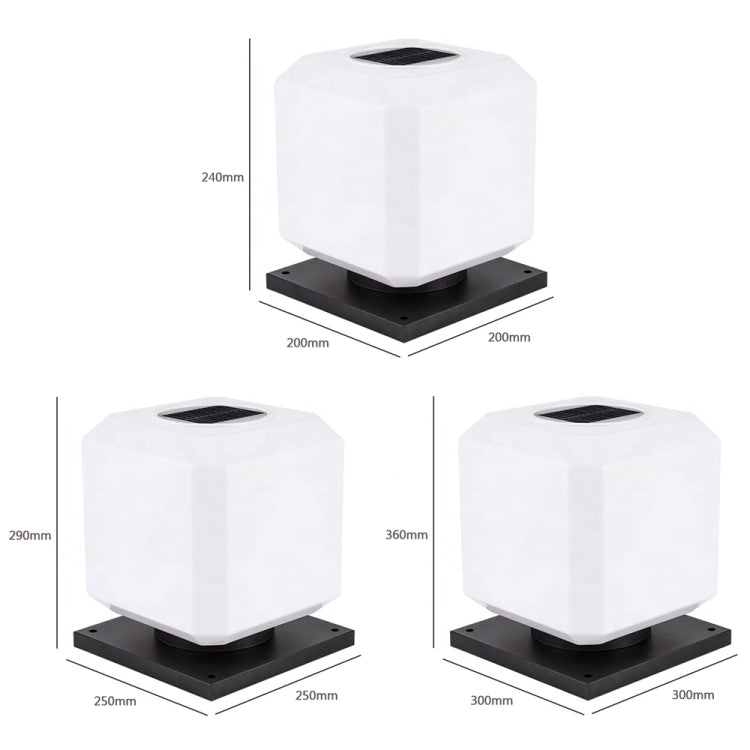 Hjemix | 003 Solar Square Ute Stolpe Lys LED Vanntett Vegglamper, Størrelse: 20cm (Hvit Lys)