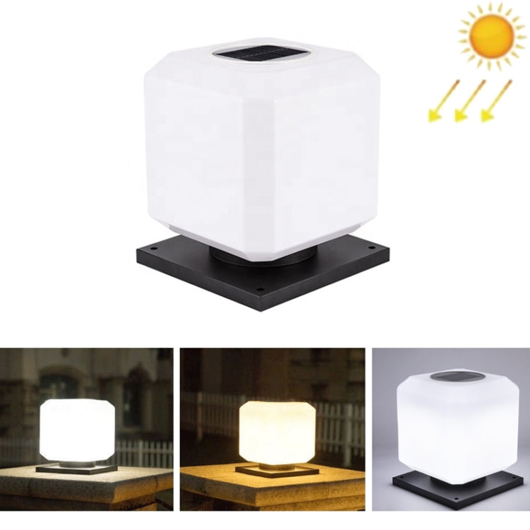 Hjemix | 003 Solar Square Utendørs Post Lys LED Vanntette Vegglamper, Størrelse: 20 cm (Tricolor Lys)