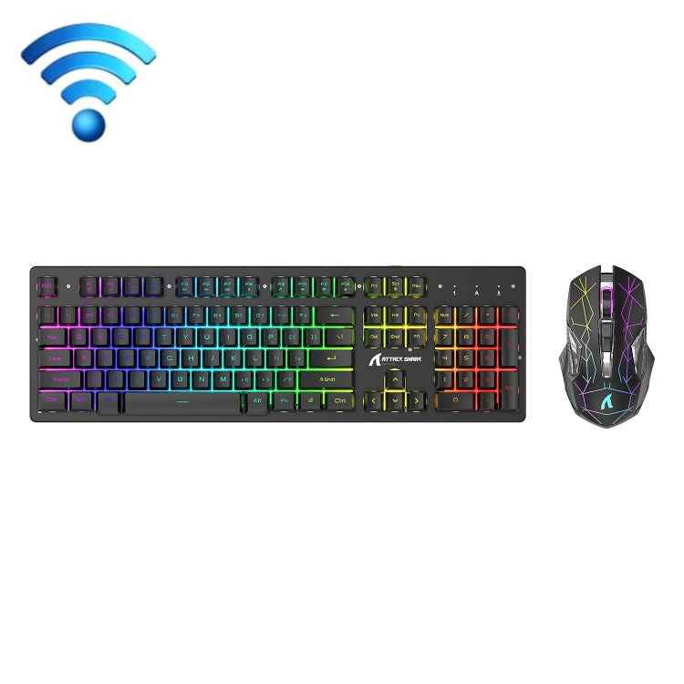Hjemix | Attack Shark T3RGB RGB Belyst Trådløst Tastatur og Mus Sett (Svart)