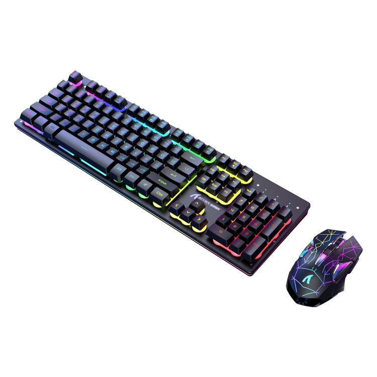 Hjemix | Attack Shark T3RGB RGB Belyst Trådløst Tastatur og Mus Sett (Svart)