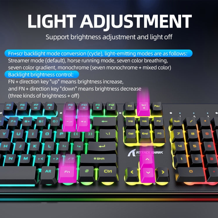 Hjemix | Attack Shark T3RGB RGB Belyst Trådløst Tastatur og Mus Sett (Svart)