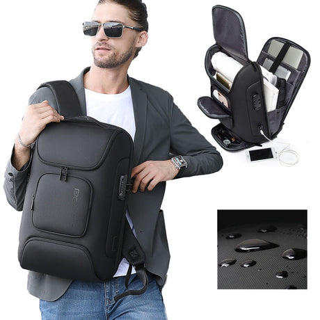 Hjemix | BANGE BG-7216plus Tyveribeskyttelse Vanntett Reise Herre Ryggsekk 15,6 Tommer Laptop Bag (Svart)