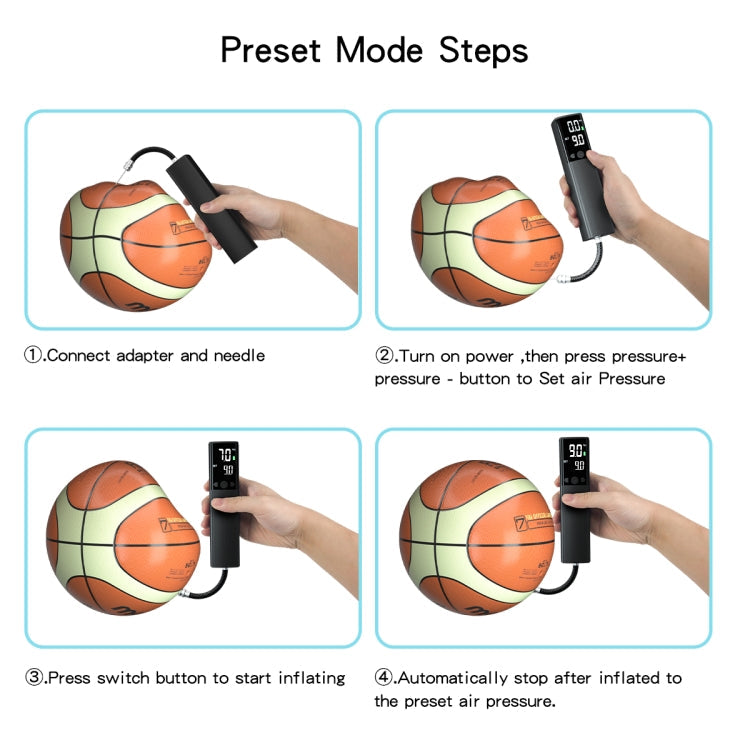 Hjemix | AP-04 Trådløs Elektrisk Luftpumpe Med LCD Skjerm For Fotball Basketball (Svart)