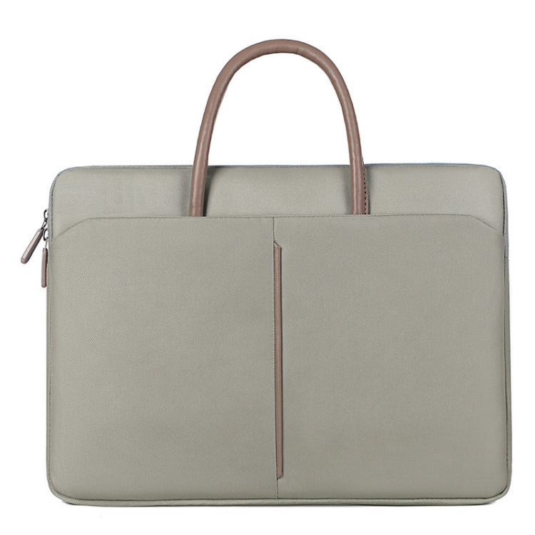 Hjemix | 14 -14.6 Tommer Oxford Stoff Laptop Bag for Menn og Kvinner Dokumentveske med PU Håndtak (Grå Grønn)