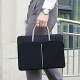 Hjemix | 14 -14.6 Tommer Oxford Stoff Laptop Bag for Menn og Kvinner Dokumentveske med PU Håndtak (Grå Grønn)