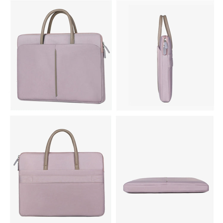 Hjemix | 14 -14.6 Tommer Oxford Stoff Laptop Bag for Menn og Kvinner Dokumentveske med PU Håndtak (Grå Grønn)