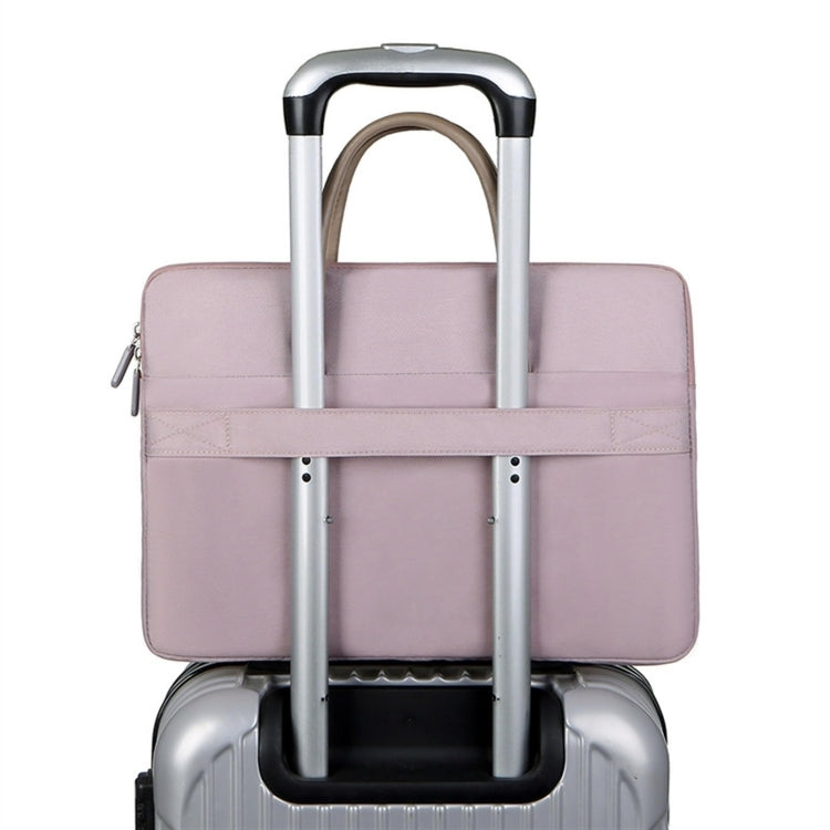 Hjemix | 14 -14.6 Tommer Oxford Stoff Laptop Bag for Menn og Kvinner Dokumentveske med PU Håndtak (Grå Grønn)