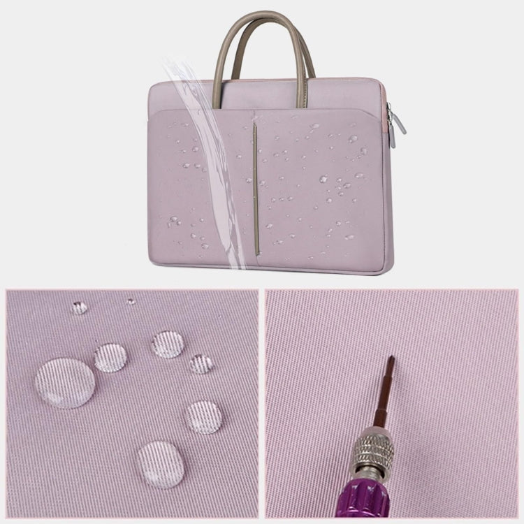 Hjemix | 14 -14.6 Tommer Oxford Stoff Laptop Bag for Menn og Kvinner Dokumentveske med PU Håndtak (Grå Grønn)