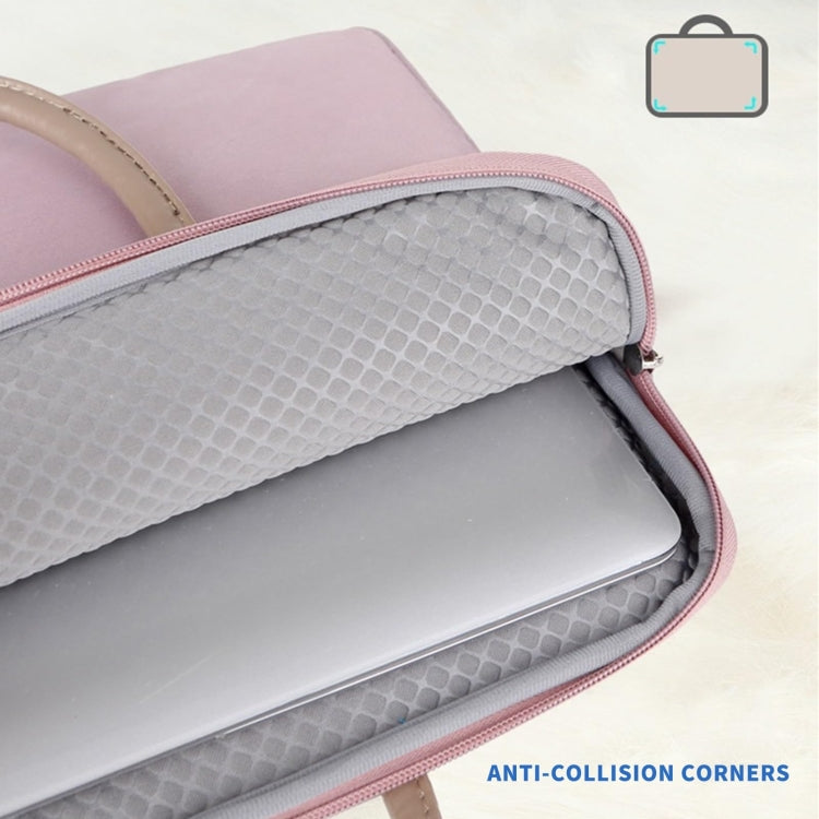 Hjemix | 14 -14.6 Tommer Oxford Stoff Laptop Bag for Menn og Kvinner Dokumentveske med PU Håndtak (Grå Grønn)