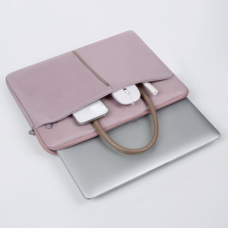 Hjemix | 14 -14.6 Tommer Oxford Stoff Laptop Bag for Menn og Kvinner Dokumentveske med PU Håndtak (Grå Grønn)