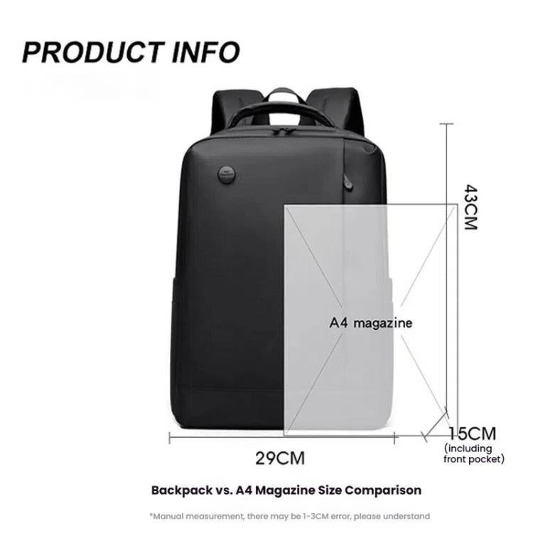 Hjemix | WEPOEWR Herre 14-tommers laptopryggsekk Vanntett stor kapasitet forretningspendler ryggsekk (Svart)