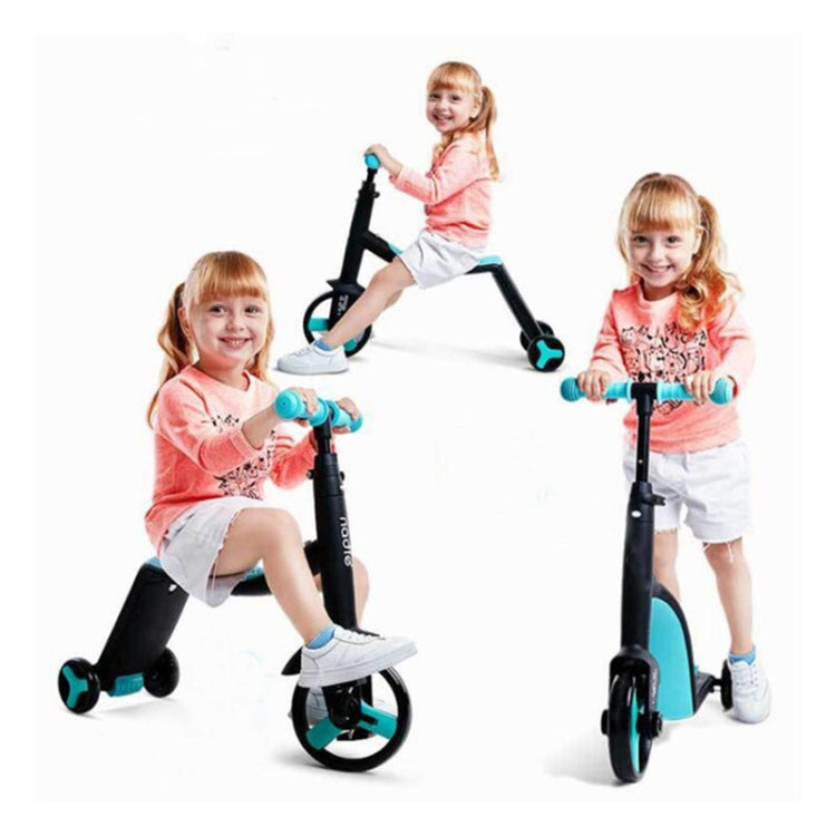 Hjemix | nadle Sammenleggbar Trehjuls Tre-modus Balansesykkel Barn Scooter (Blå)
