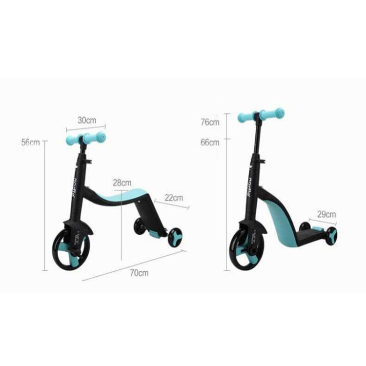 Hjemix | nadle Sammenleggbar Trehjuls Tre-modus Balansesykkel Barn Scooter (Blå)