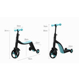 Hjemix | nadle Sammenleggbar Trehjuls Tre-modus Balansesykkel Barn Scooter (Blå)