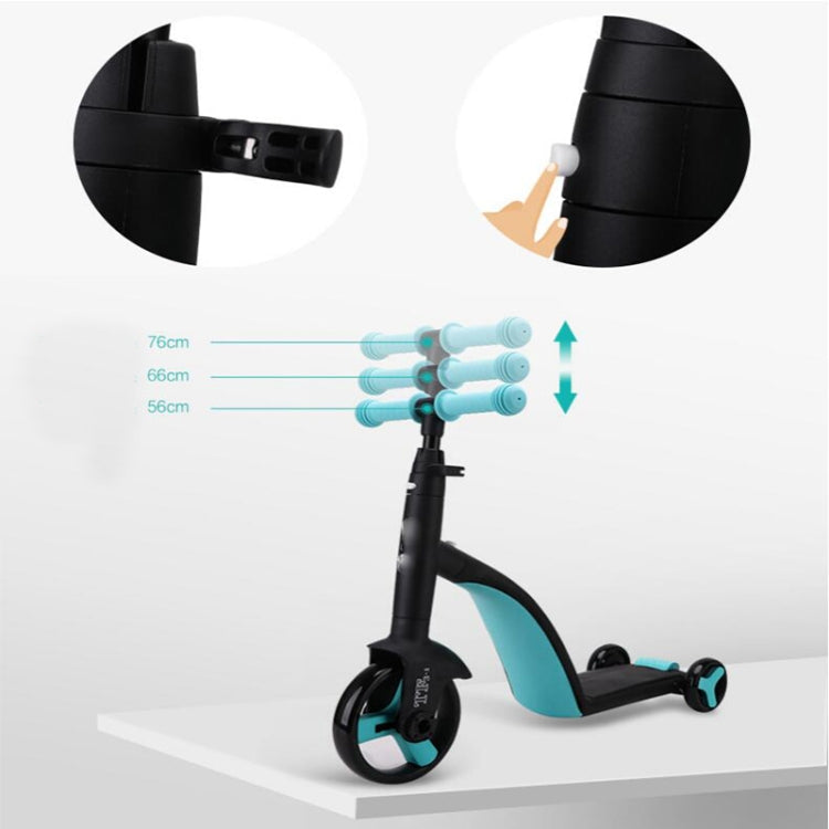 Hjemix | nadle Sammenleggbar Trehjuls Tre-modus Balansesykkel Barn Scooter (Blå)