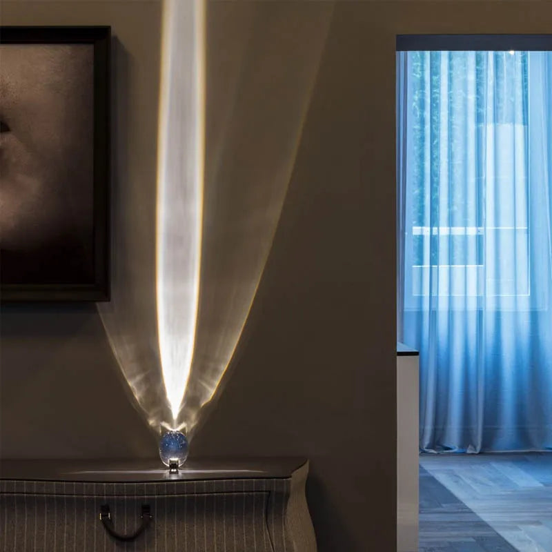 Hjemix | Crystal LED Bordlampe "Eye of the Sky" – Italiensk Design Nattbord Prosjektorlampe for Stue og Soverom Dekorasjon