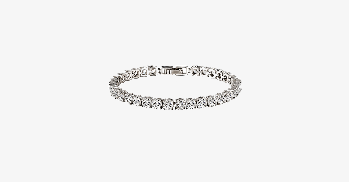 Hjemix | Diamond Eternity Armbånd i Sølvfarge - Rundt Klipt Diamant Zirkon-Steiner - La Deg Se Fantastisk Ut