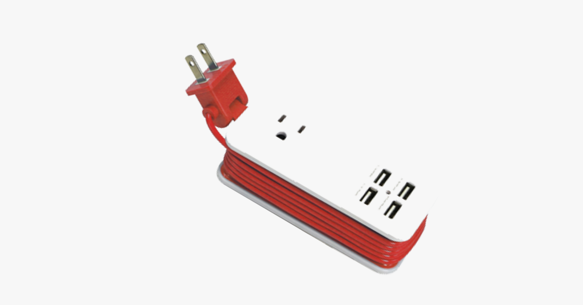 Hjemix | Bærbar ladestasjon med 4 USB-porter - Universallader og 1,5 m lang kabel - Best for reise