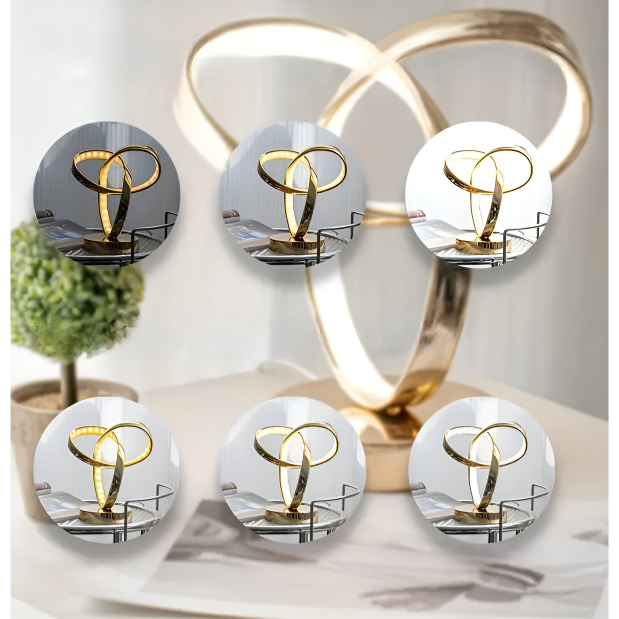 Hjemix | Lampe - Luksus Gull Möbius Ring Skrivebords Leselampe