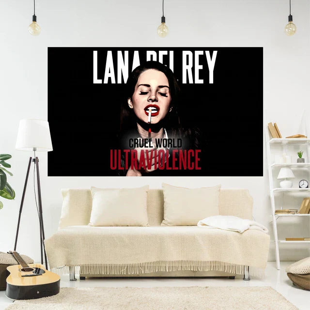 Hjemix | Lana Del Rey Plakat Tapestry Veggdekorasjon - Røyker - Estetisk Soverom eller Hjem Dekorasjon
