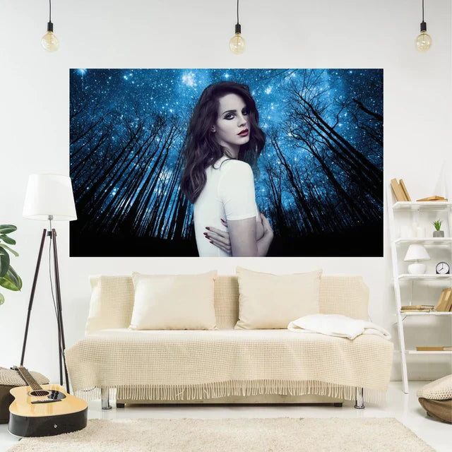 Hjemix | Lana Del Rey Plakat Tapestry Veggdekorasjon - Røyker - Estetisk Soverom eller Hjem Dekorasjon