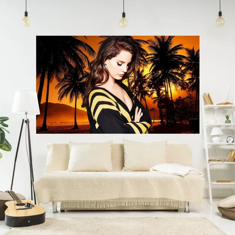Hjemix | Lana Del Rey Plakat Tapestry Veggdekorasjon - Røyker - Estetisk Soverom eller Hjem Dekorasjon