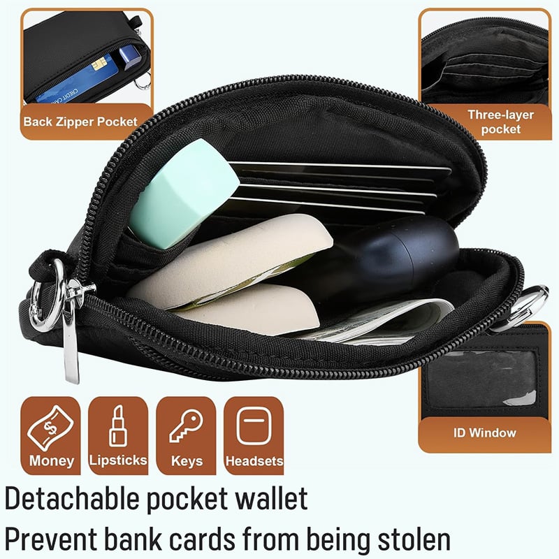 Hjemix | Justerbar telefon lanyard crossbody stropp med lommebok