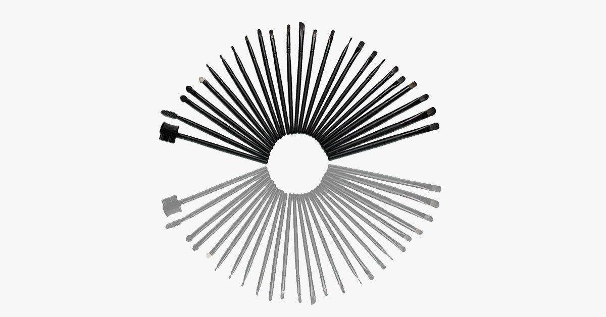 Hjemix | Svart sminkebørstesett med 32 børster og etui – En komplett sminkefrelser