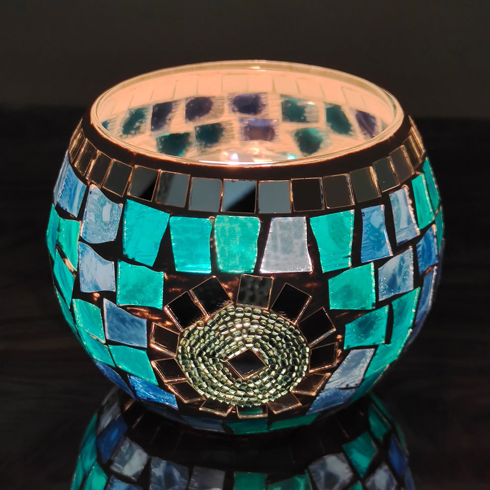 Hjemix | Europeisk Retro Glass Mosaic Tealight Holder