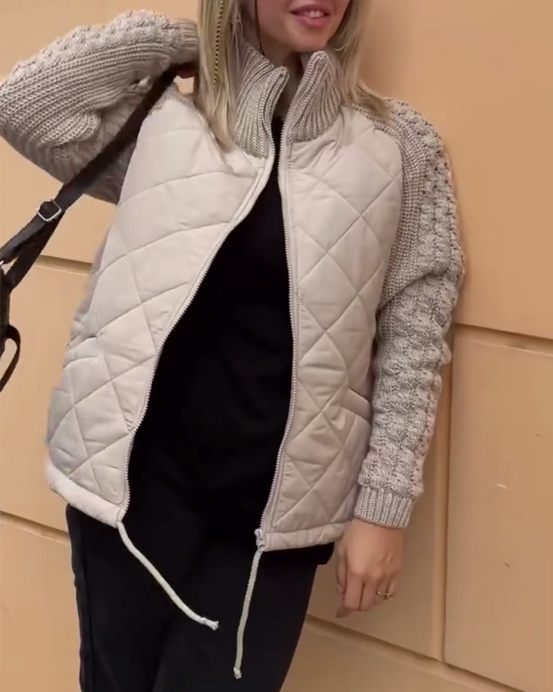 Hjemix | Solid Color Høy Krage Glidelås Kåpe