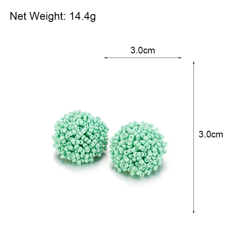 Hjemix | Lys og morsom håndlaget multicolor perle pompom stud øredobber