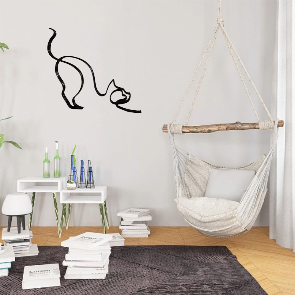 Hjemix | Tier Kunst Jern Skulptur Retro Metall svarte linjer katt hund skrivebord ornament