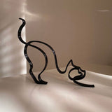 Hjemix | Tier Kunst Jern Skulptur Retro Metall svarte linjer katt hund skrivebord ornament