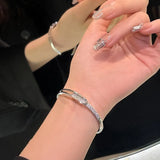 Hjemix | Åpen armbånd laget av 925 sterling sølv med zirkonia