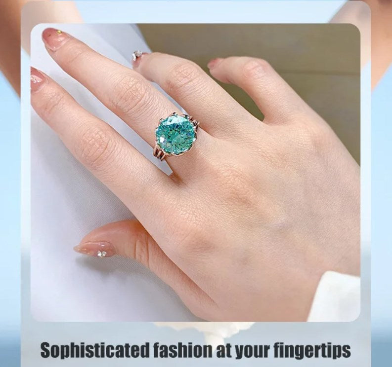 Hjemix | 6 Karat Paraiba Blågrønn Lotus Diamant Ring