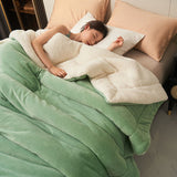 Hjemix | Solid tykk dobbelsidig fløyels kube teppe