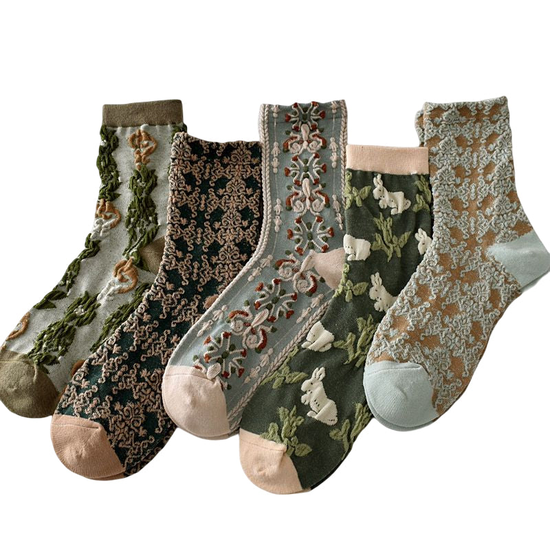 Hjemix | Kvinne Floral Bomull SOKKER