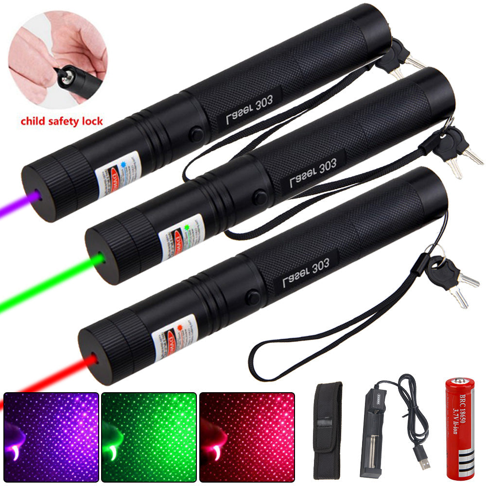Hjemix | Zelara-Power Laser Pointer 303 - Oppladbar Synlig USB Laser Pointer med Høy Effekt