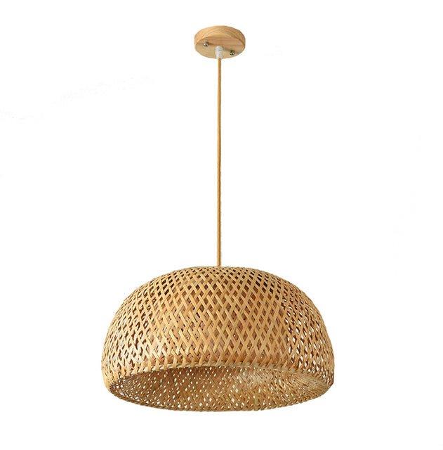 Hjemix | Hengende taklampe laget av bambus C │ Håndlaget belysning av tre og rattan for interiørdekorasjon