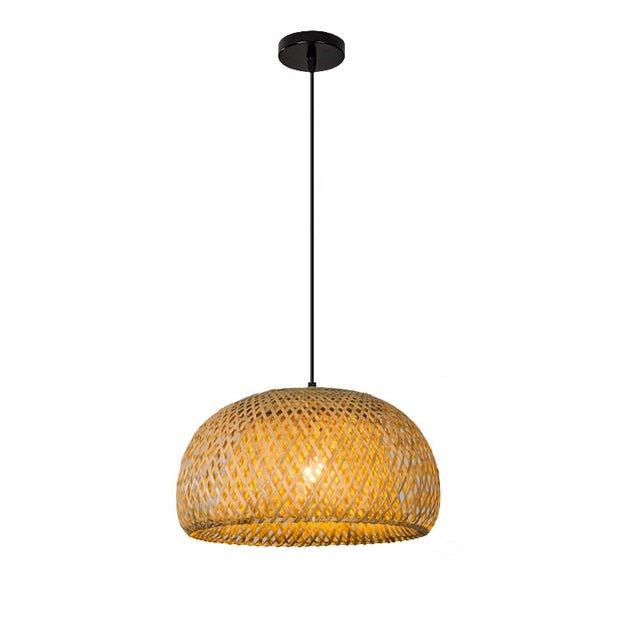 Hjemix | Hengende taklampe laget av bambus C │ Håndlaget belysning av tre og rattan for interiørdekorasjon