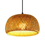 Hjemix | Hengende taklampe laget av bambus C │ Håndlaget belysning av tre og rattan for interiørdekorasjon