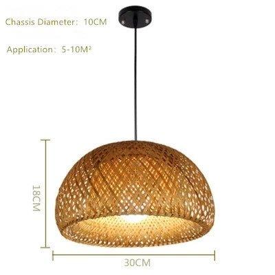 Hjemix | Hengende taklampe laget av bambus C │ Håndlaget belysning av tre og rattan for interiørdekorasjon