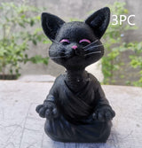 Hjemix | Lekker svart Buddha katt figur meditasjon yoga samleobjekt glad katt dekor hjem hagedekorasjon hageornament