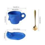 Hjemix | Metal Touching Face Creative Ceramic Kiss Kaffekopp, Kunstnerisk Vibe Krus & Tallerken Sett