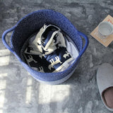 Hjemix | CoastalNest Oppbevaringskurver med Håndtak | Blå Kystdekorative Kurver | Funksjonell & Stilig Organisering