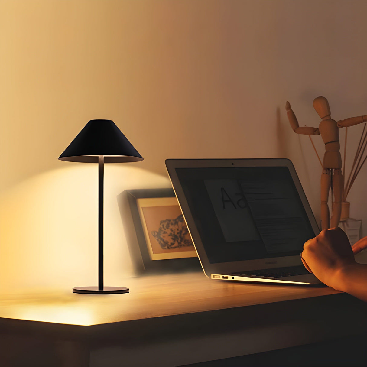 Hjemix | Minimalistisk dimbar Touch bordlampe - vanntett og oppladbar lys Farge