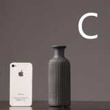 Hjemix | Brun Beige Grå Keramikk Blomstervase Potte │ Hjemdekorasjonsartikkel